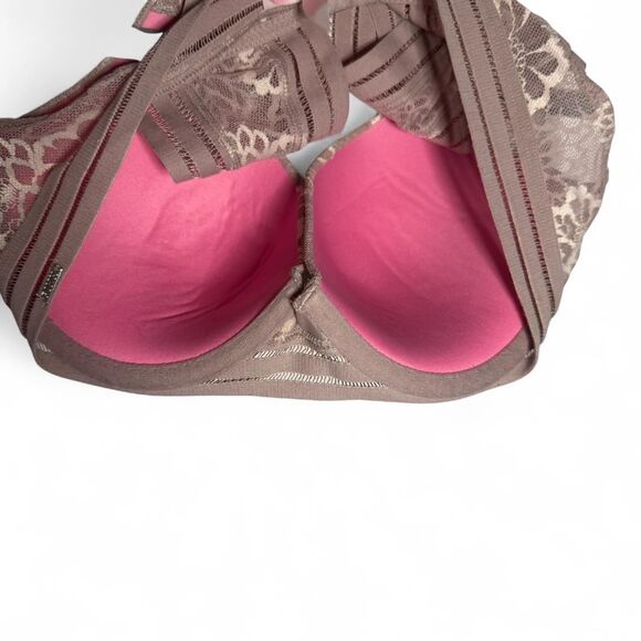 VS Pink Mauve Floral Lace Lightly Lined Racerback Bra 34C - Picture 4 of 5